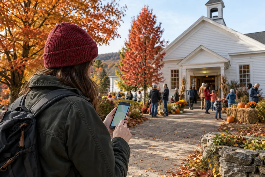 Springfield Vermont Apple Festival 행사장 방문을 준비하는 여행자